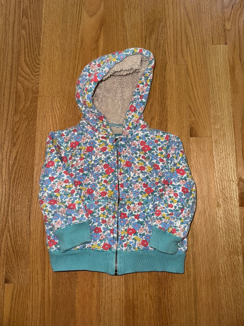 Boden- floral zip-up sweatshirt- size 3/4Y
